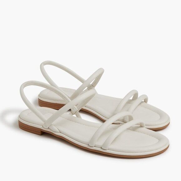 J Crew Women's Tubular Strap Sandals Flat Slip On Ivory Size 9 $89 - Picture 1 of 4